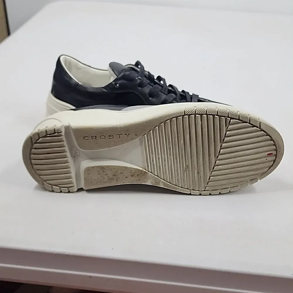 CROSTY Onda Black Gray Leather Sneaker 37 6